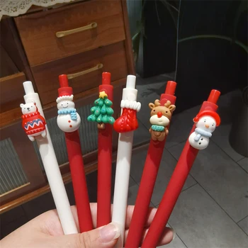 1 шт. гелевая ручка Kawaii Christmas Cute Christmas Tree Elk Santa Snowman 0,5 мм Нейтральные ручки Школьные канцелярские принадлежности подарок для студентов