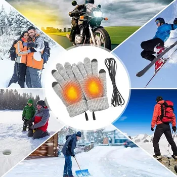 Перчатки с подогревом CYT, зимние теплые перчатки со встроенным нагревательным листом, работающие от USB, мягкие прочные зимние рабочие перчатки для мужчин и женщин 5