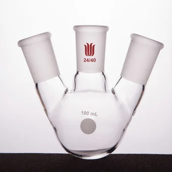 Бутылка SYNTHWARE с наклонным шариком с тремя горлышками, 10 мл 25 мл 50 мл 100 мл, Толстостенная, Высокопрочная, Колба из боросиликатного стекла, F43 0