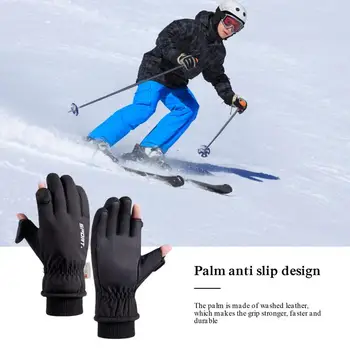 Уличные ветрозащитные теплые перчатки, мягкие велосипедные ветрозащитные водонепроницаемые бархатные перчатки, лыжные перчатки для катания на лыжах 4