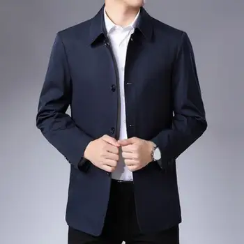 Модная мужская куртка Мужская деловая куртка Стильное мужское однобортное деловое классическое однотонное пальто на весну Осень
