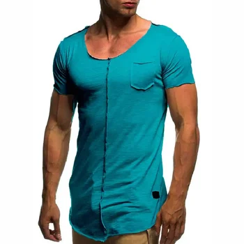 A2667 Однотонная мужская футболка с коротким рукавом, Повседневный Летний Топ, Футболки Для мужского Фитнеса