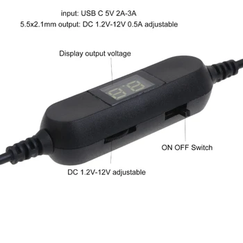 587D USB C до 5,5x2,1 мм с Регулируемым Напряжением 2 В-12 В Кабель Питания для Светодиодного Вентилятора