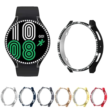 Полый + Бриллиантовый Чехол Для Samsung Galaxy Watch 6 40 мм 44 мм Аксессуары Для Чехлов Bling Однорядный ПК бампер для Galaxy watch 6 Case