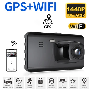 Автомобильный видеорегистратор WiFi GPS Dash Cam 2K 1440P Приводной Видеомагнитофон Черный Ящик Автомобильные Аксессуары Парковочный монитор ночного видения Камера заднего вида