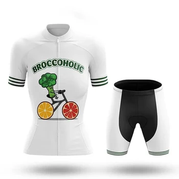 Broccoholic Woman Summer Велоспорт Джерси Короткий Комплект Одежды Гелевая Дышащая Прокладка MTB Комплекты Одежды Велосипедная Одежда Дорожный Костюм 0