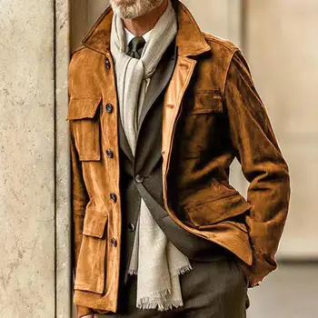 Универсальное пальто с лацканами, стильные мужские тренчи с несколькими карманами для зимы-осени, функциональная модная верхняя одежда, рабочая куртка
