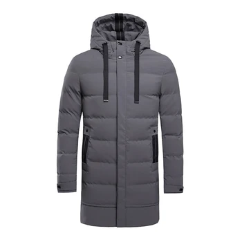 Мужская зимняя термокуртка средней длины, повседневное пальто с капюшоном, толстая зимняя термокуртка, мужское повседневное теплое пальто средней длины. 0