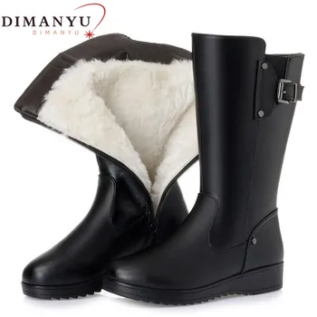 Зимняя обувь DIMANYU, женские зимние ботинки из натуральной кожи, женские зимние ботинки, большие размеры 41, 42, 43, Шерстяные нескользящие военные ботинки, женские