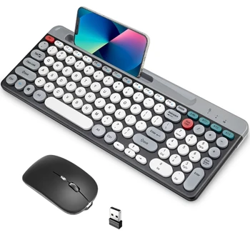 Эргономичная Bluetooth-совместимая клавиатура и мышь с беспроводным подключением 2.4 G для игр на портативных ПК Без усилий