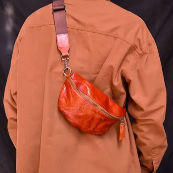 Мужская сумка через плечо из воловьей кожи AETOO, повседневная плиссированная сумка для пельменей в стиле ретро, портативная сумка унисекс