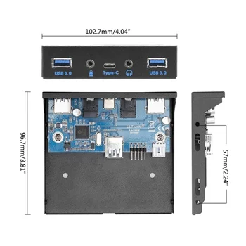 Универсальная передняя панель с гибким диском 3,5 дюйма USB3.0 Расширьте возможности подключения вашего компьютера с помощью 2 портов USB3.0 и 1 порта типа C 5