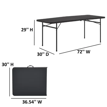 Складной пластиковый столик с двумя ножками, черный 2