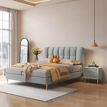 Современная мебель для спальни двуспальная кровать многофункциональные деревянные кровати королевского размера 4
