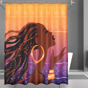 Дизайн Barossa, афроамериканская Занавеска для душа, Водоотталкивающая ткань с принтом Черной девушки, Черное Искусство