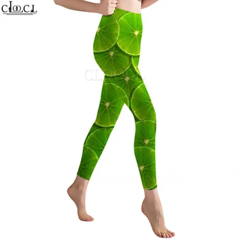 CLOOCL, модные повседневные женские леггинсы с рисунком ломтиков лайма, брюки с 3D-принтом для тренировок в тренажерном зале, сексуальные штаны для йоги 3