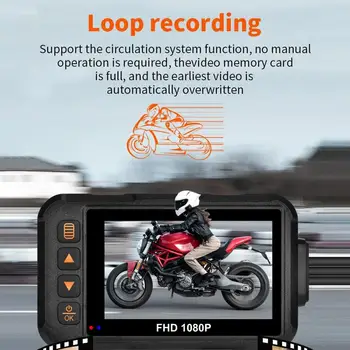 1080P Водонепроницаемая Мотоциклетная Камера DVR Мотоциклетная Видеорегистратор 3-Дюймовая Передняя и Задняя Камера Видеомагнитофон DVR Черный Ящик Ночного Видения 0