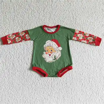 Оптовый бутик рождественских комбинезонов Санта-Клауса с леопардовым принтом и длинными рукавами для мальчиков и девочек, костюм для ползания, детская одежда 2