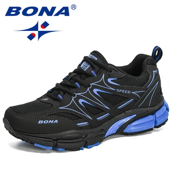 BONA 2023 Новые дизайнерские Кожаные кроссовки для бега, мужские кроссовки, спортивная обувь для спортивной ходьбы, обувь для бега трусцой, мужские кроссовки