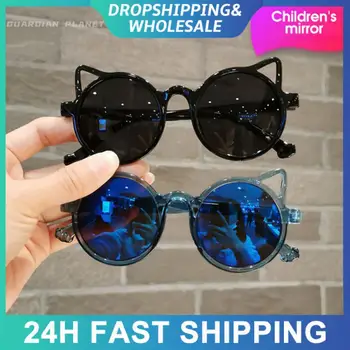 Милые детские солнцезащитные очки UV400 с героями мультфильмов для мальчиков и девочек, устойчивые к ультрафиолетовому излучению солнцезащитные очки с кошачьими ушками, винтажные детские практичные разноцветные очки