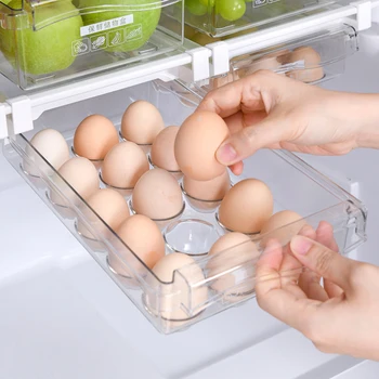 Кухонный ящик для хранения фруктов, яиц, органайзер для холодильника, Выдвижной ящик под полкой, держатель для стеллажей для хранения холодильника, вспышка