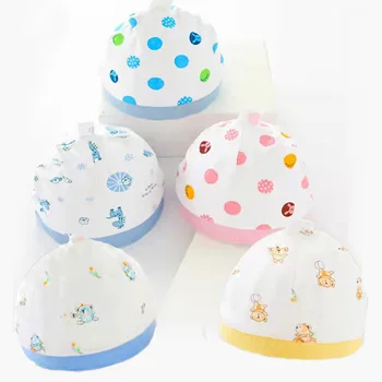 Детская шапочка 0-6 месяцев Хлопчатобумажная шапочка для новорожденных, однослойная защитная шапочка для головы для младенцев