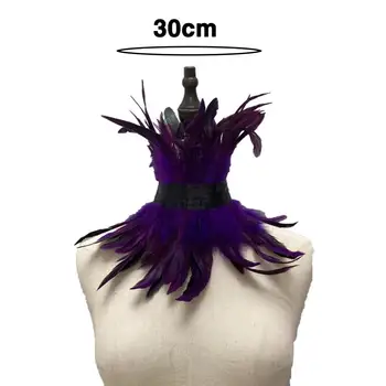 Рукав с искусственным пером на шее, модная кружевная строчка, женский воротник с воротником из искусственного пуха для панк-вечеринки, мода для косплея.