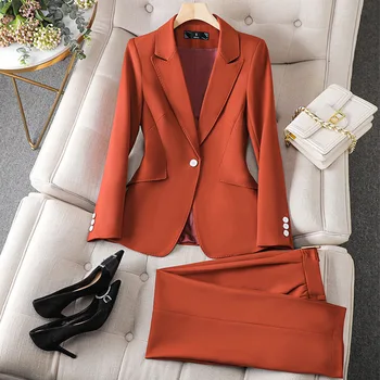 Красный деловой костюм для женщин 2023, осень и зима, Новый высококлассный Темпераментный повседневный костюм для светской львицы, комплект из двух предметов 3