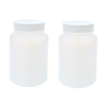 2X Лабораторный кейс для хранения химикатов Белая пластиковая бутылка с широким горлышком 500 мл 0