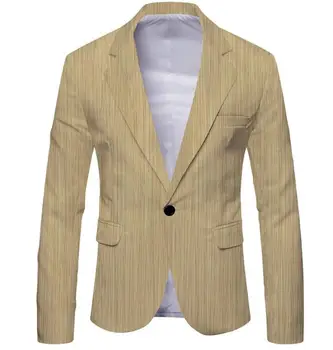 Новый стиль, мужские набивные узоры, длинные рукава, повседневная хлопковая смесь, модный костюм на одной пуговице, куртка, пальто ABB407