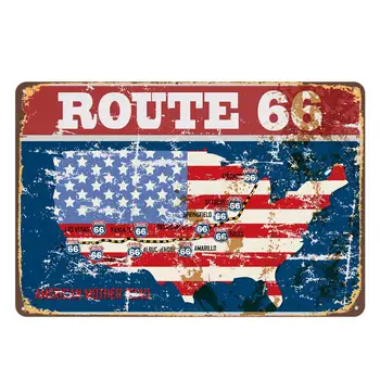 Оригинальный ретро-дизайн, настенные художественные вывески из олова Route 66, плакат для печати на стенах из толстой жести (8 