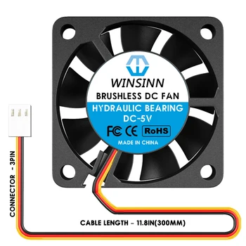 WINSINN 4010 40-мм вентилятор постоянного тока 5 В 12 В 24 В с гидравлическим/двойным шарикоподшипником бесщеточного охлаждения 40x10 мм 3PIN