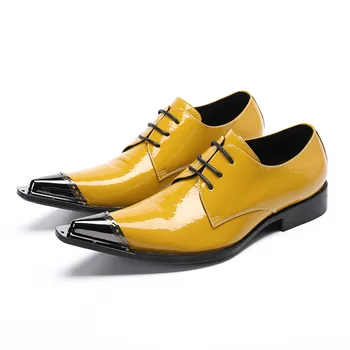Мужская модная кожаная обувь, летние дышащие мягкие мужские деловые туфли на шнуровке с блочным каблуком
