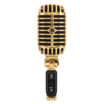Профессиональный Проводной Винтажный Классический микрофон Dynamic Vocal Mic Микрофон для живого исполнения Караоке (Золотой)