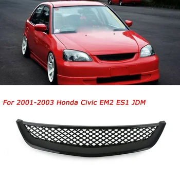 Автомобильная глянцевая черная сетка ABS Решетка радиатора переднего капота для Honda Civic JDM Type R 2001-2003