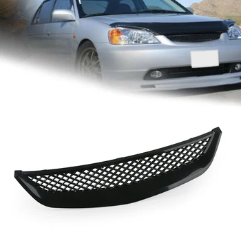 Автомобильная глянцевая черная сетка ABS Решетка радиатора переднего капота для Honda Civic JDM Type R 2001-2003 1