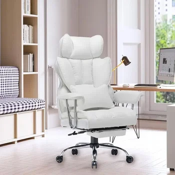 Эргономичный офисный стул Efomao, большой и высокий компьютерный офисный стул из искусственной кожи с высокой спинкой, поясничный отдел офисного кресла для руководителей