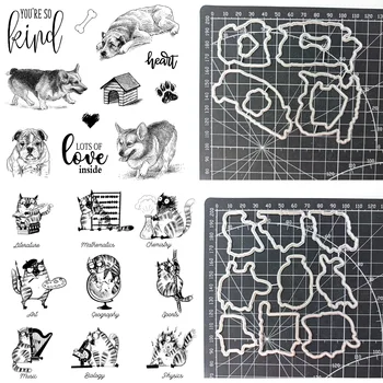Металлические штампы с животными и прозрачный набор штампов для фотоальбома 