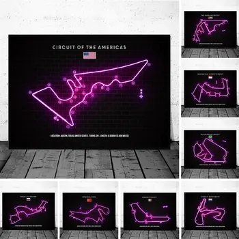 Плакаты и принты с новой гоночной трассой Формулы-1 Baku City Circuit Miami, настенная живопись на холсте для домашнего декора комнаты