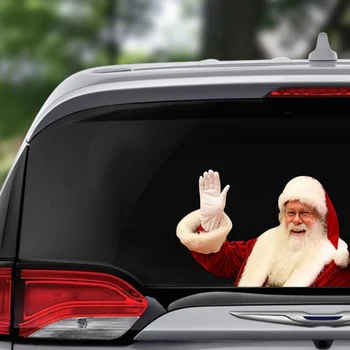 Наклейки на стекла автомобиля Санта-Клауса, виниловая наклейка на автомобиль, Рождественское украшение для автомобиля Gggg