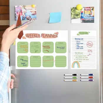 Магнитный еженедельник Эффективное еженедельное планирование, защищенный от царапин Магнитный календарь на холодильник, набор для составления расписания пребывания