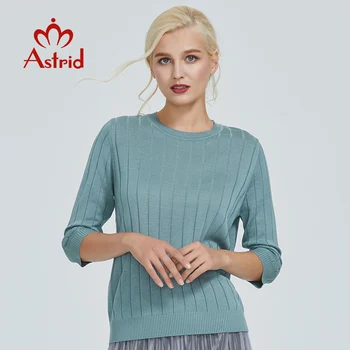 Astrid 2023 Осень, новое поступление, женский свитер, топ, светло-зеленый, с коротким рукавом, качественная модная женская одежда, женские свитера MS-005
