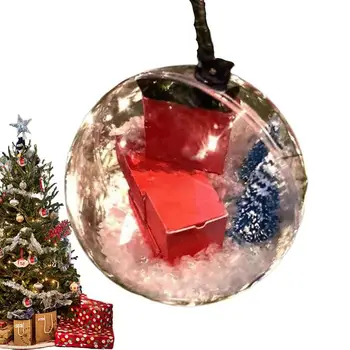 Прозрачные Рождественские шары для поделок 3,5-дюймовый Рождественский шар, наполняемый Рождественский елочный шар с бантиком, мини-экспресс-коробка