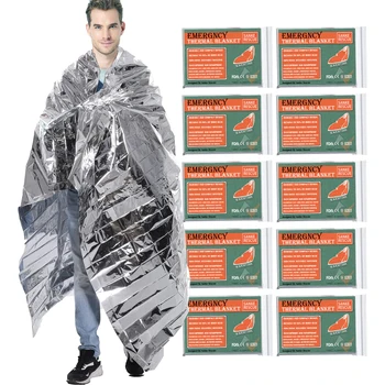 Аварийное одеяло для выживания на открытом воздухе, фольга для первой помощи, тепловое одеяло, ветрозащитное от гипотермии, многоцелевое для изучения кемпинга