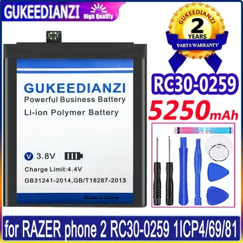 GUKEEDIANZI Новый аккумулятор емкостью 5250 мАч для Razer Phone 2 Phone2 RC30-0259, сменные батарейки + инструменты
