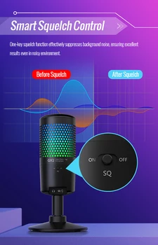 TAKSTAR GX1 USB Цифровой микрофон RGB Light Подключи и Играй, Амортизирующий с Отключением звука Монитор и шумоподавлением Онлайн-обучение