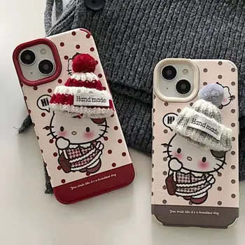 Мультфильм Sanrio Hello Kitty Подходит для Iphone 15 Promax Чехол Для Телефона Iphone 14 Новый 13 Мягкий Чехол 12/11 Подарок на День Рождения для Детей