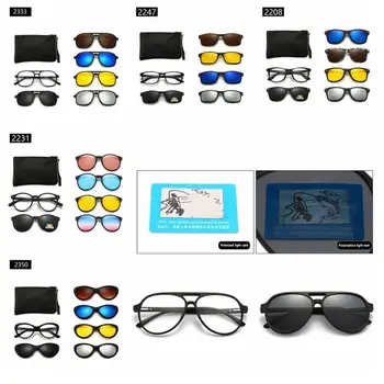 Закрепите солнцезащитные очки в оправе с поляризованными оптическими магнитными солнцезащитными очками с магнитным всасывающим магнитом, закрепите поляризованные солнцезащитные очки в стиле ретро 5