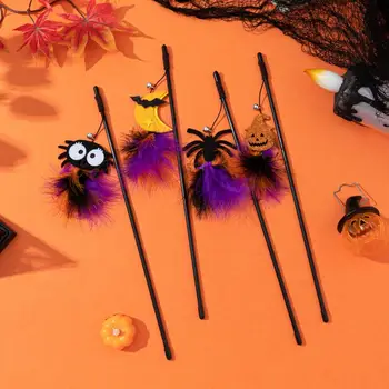 40-сантиметровая дразнящая палочка для Хэллоуина с колокольчиками, Разноцветная тыква, Луна, Паук, Дразнящая палочка для кошек в помещении, физические упражнения 1