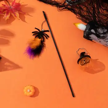 40-сантиметровая дразнящая палочка для Хэллоуина с колокольчиками, Разноцветная тыква, Луна, Паук, Дразнящая палочка для кошек в помещении, физические упражнения 2